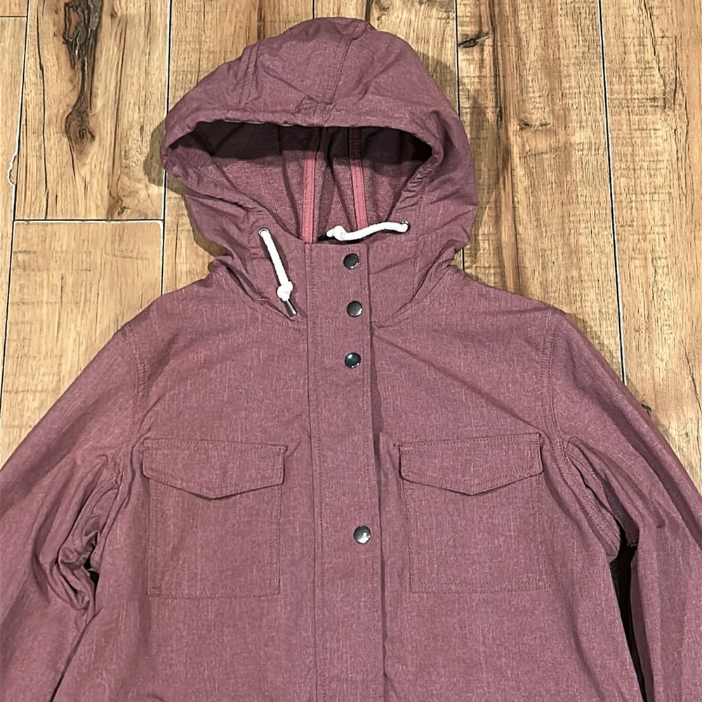 Women's Hooded Parka Jacket - Burgundy - Picture 2 of 11